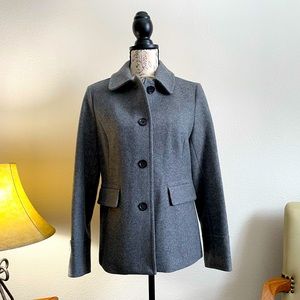 Banana Republic Single-Breasted, Short Gray Collar Wool Coat SZ M